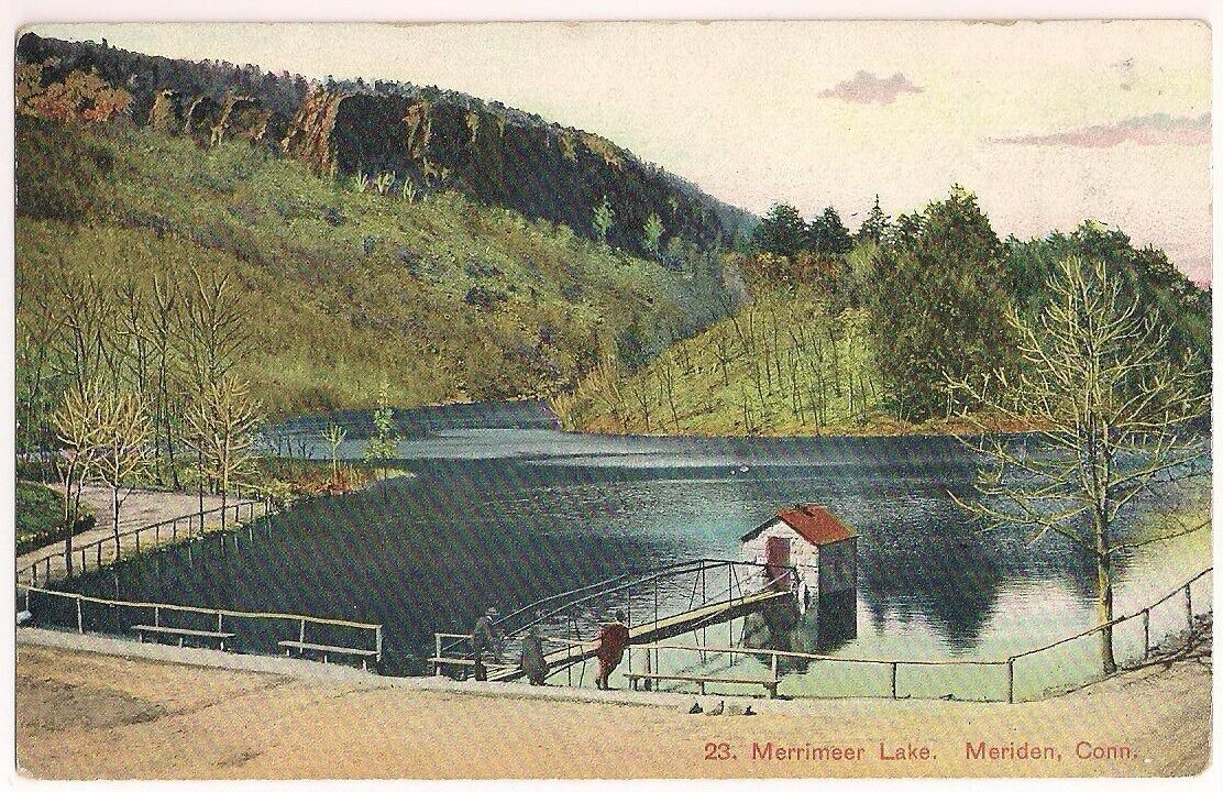 MERIDEN CT Postcard MERRIMEER LAKE Connecticut CLINTONVILLE, Enosburg Falls, VT