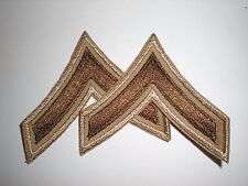 US ARMY WWII SUMMER PFC STRIPES RANK - ORIGINAL ON TWILL -- 1 PAIR picture