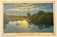 Canistota South Dakota SD. Vintage Postcard. Greetings from. Sunset and Lake. picture