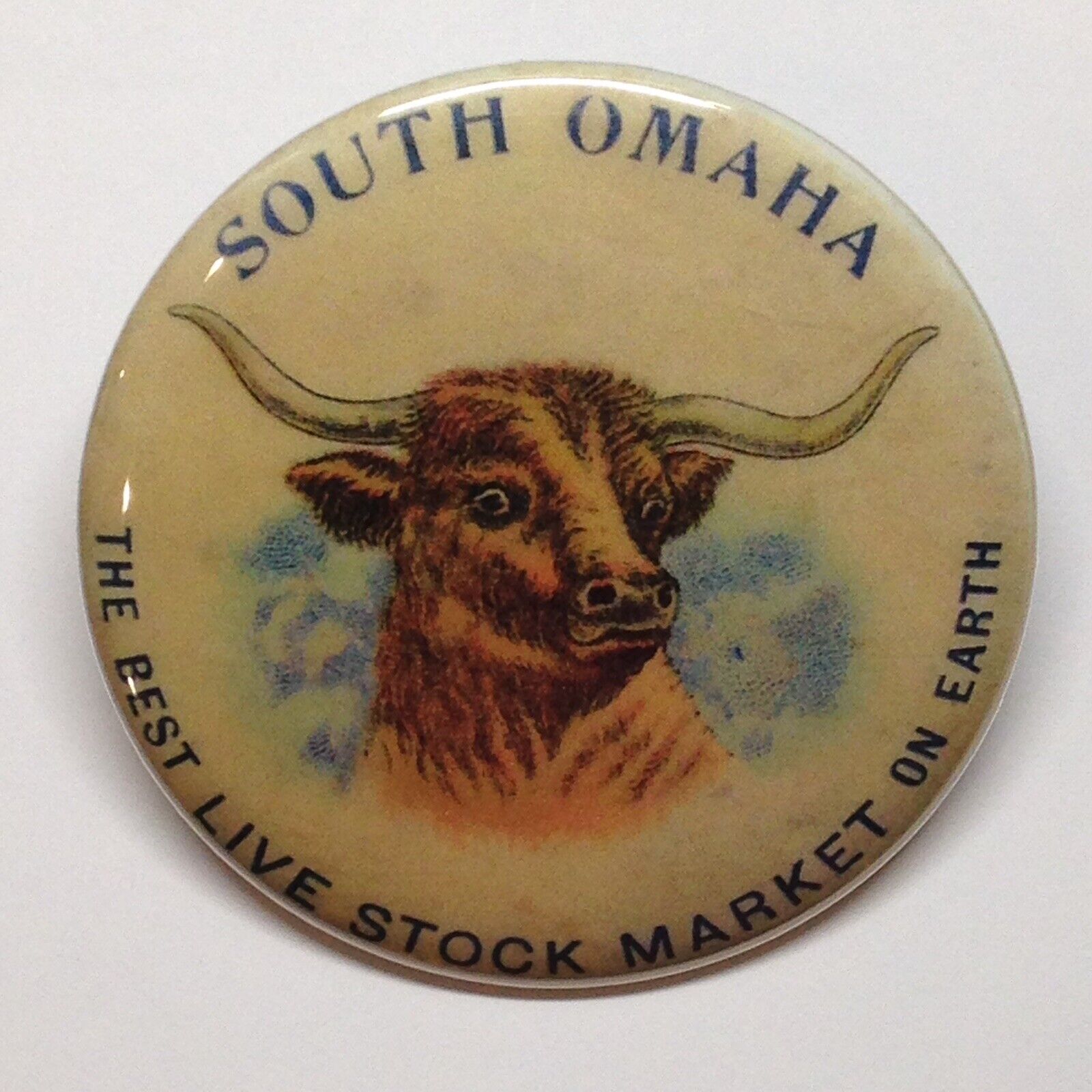 South Omaha Livestock Market Advertising Pocket Mirror Vintage Style