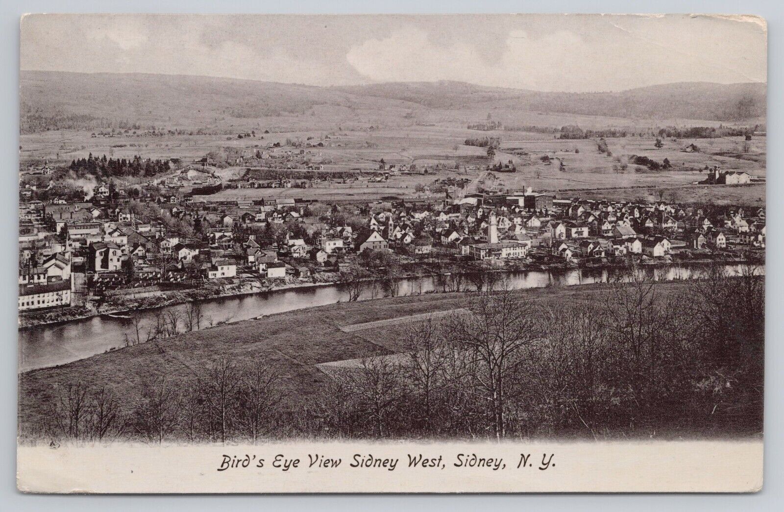 Bird\'s Eye View Sidney West NY Divided Back Postcard