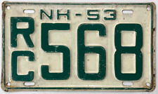 New Hampshire 1953 License Plate RC 568 Rockingham County picture