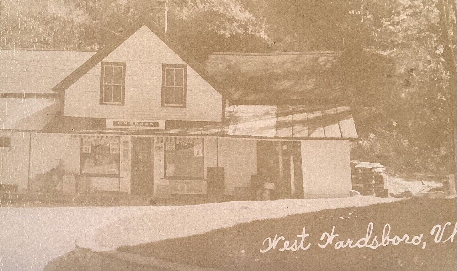 RPPC Wardsboro VT General Store Windham County Vermont Real Photo Postcard Flaws