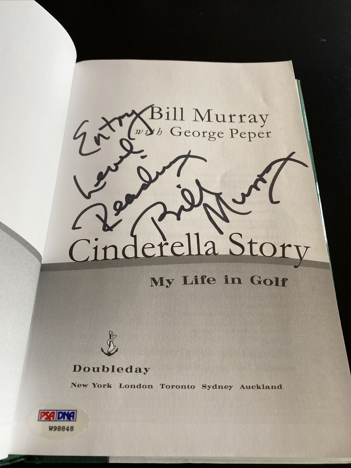 Bill Murray PSA DNA Autographed Book Cinderella Story Ins. “Entry Level Reading”