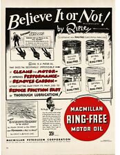 1941 Macmillan Ring Free Motor Oil Ripley's Believe It Or Not Vintage Print Ad 1 picture