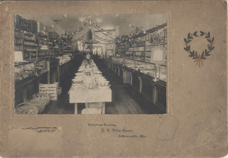 CHRISTMAS PHOTOGRAPH OF INTERIOR OF GENERAL STORE - JEFFERSONVILLE, OHIO