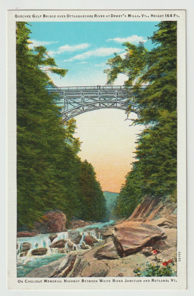 Unused Postcard Quechee Gulf Bridge at Deweys Mills Vermont VT