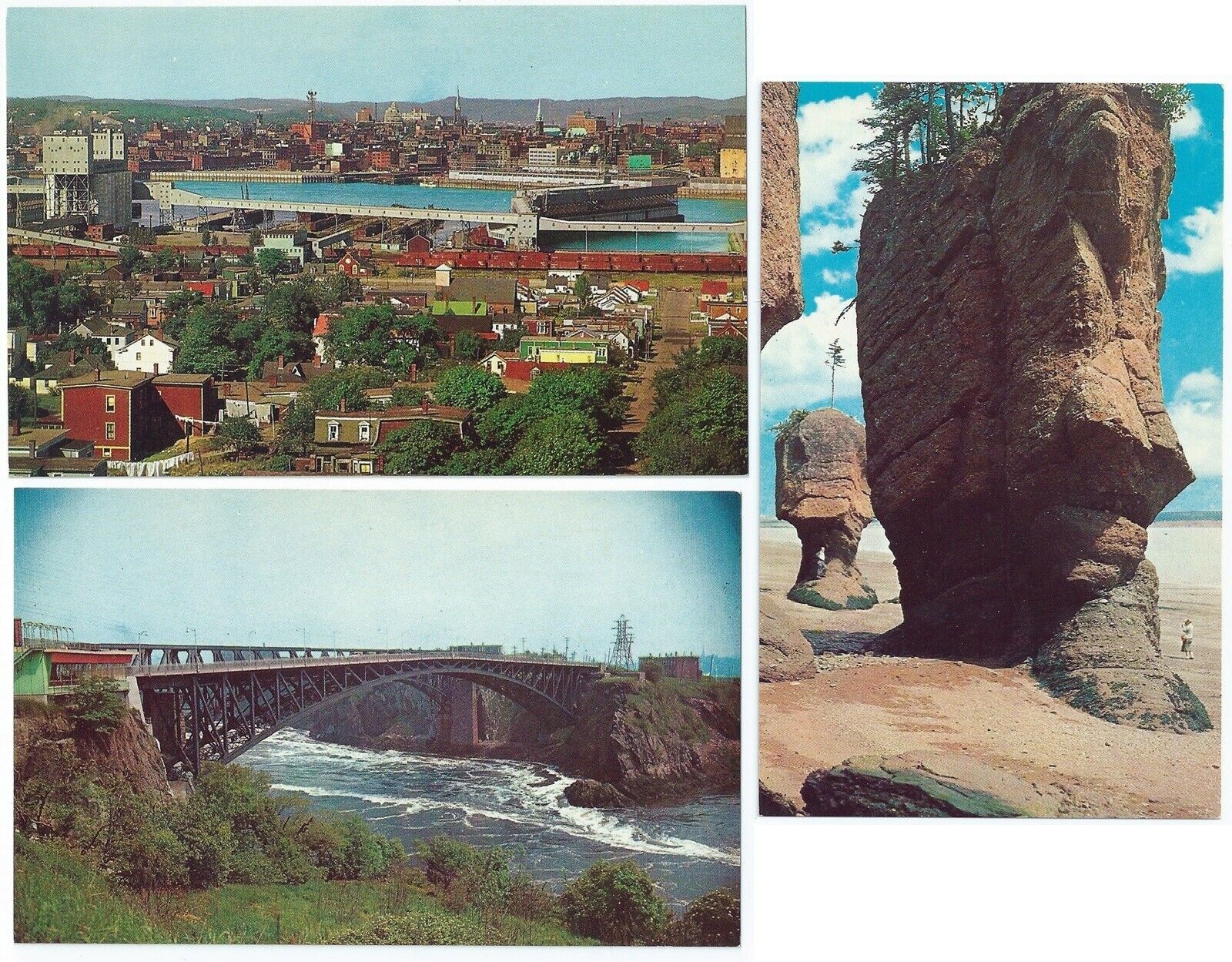 3 New Brunswick Postcards - Chrome - 1970's Vintage - Reversing Falls - Rocks
