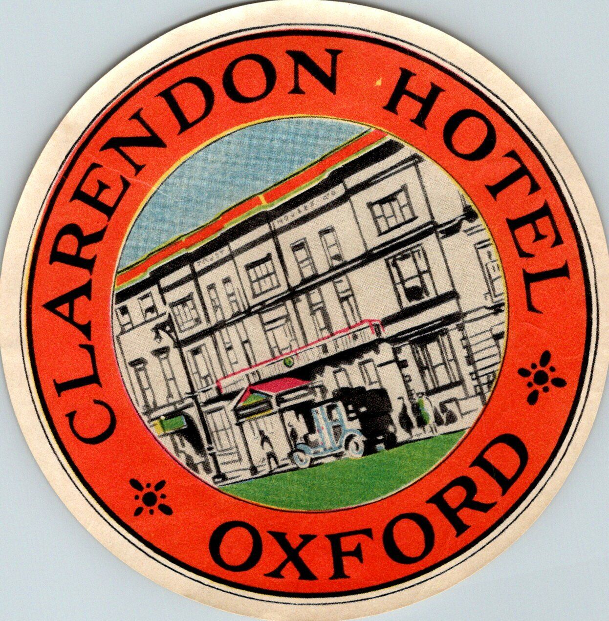 OXFORD ENGLAND UK CLARENDON HOTEL VINTAGE LUGGAGE LABEL