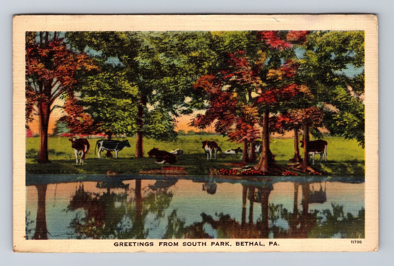 Bethel PA-Pennsylvania, General Greetings, South Park, Vintage c1940 Postcard