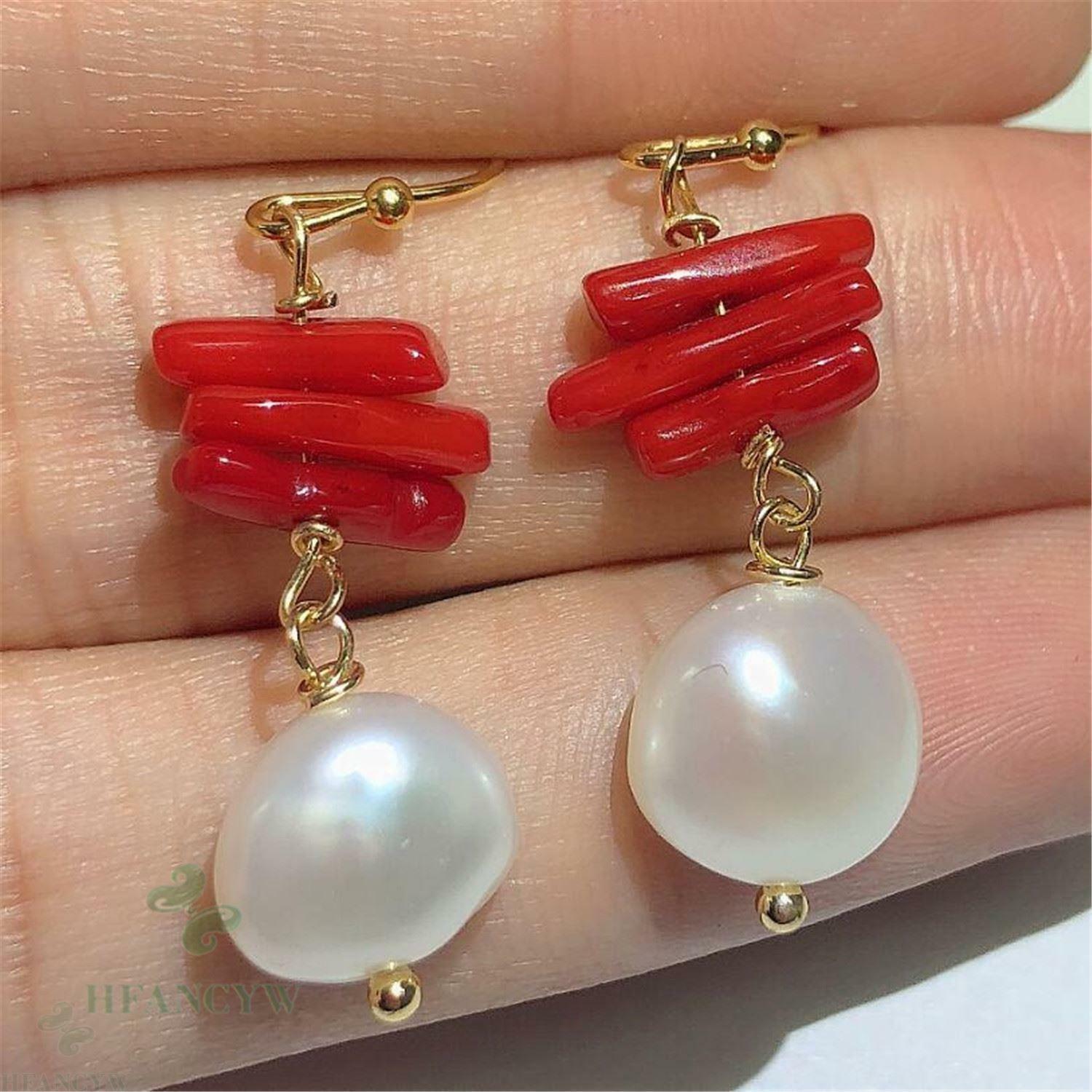 11-12mm Natural Baroque Freshwater Pearl Earrings Pendant Real AAA Women Light