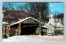 Waitsfield VT-Vermont, Old Covered Bridge, Antique Vintage Souvenir Postcard picture
