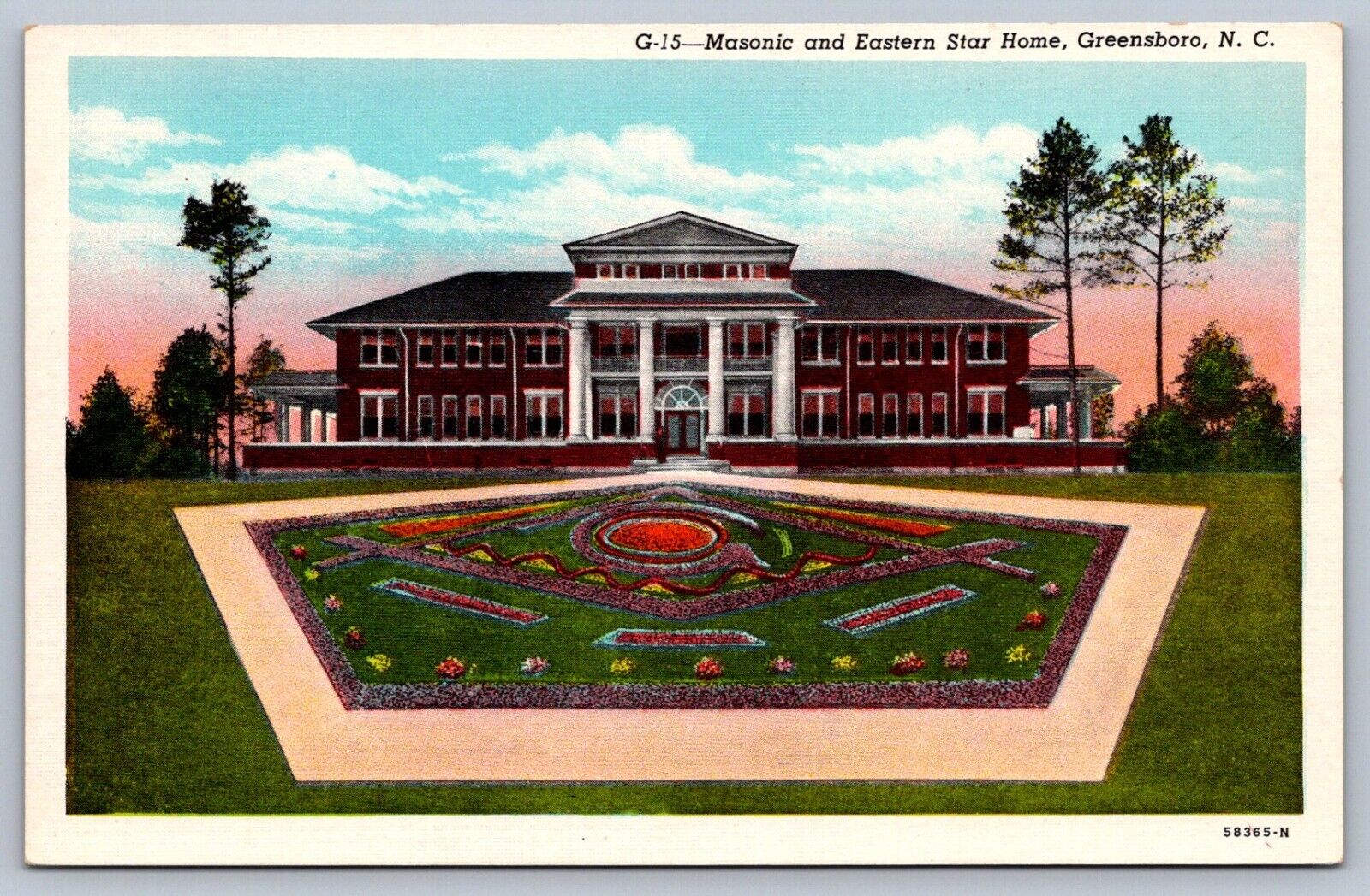 Postcard Greensboro NC Masonic and Eastern Star Home