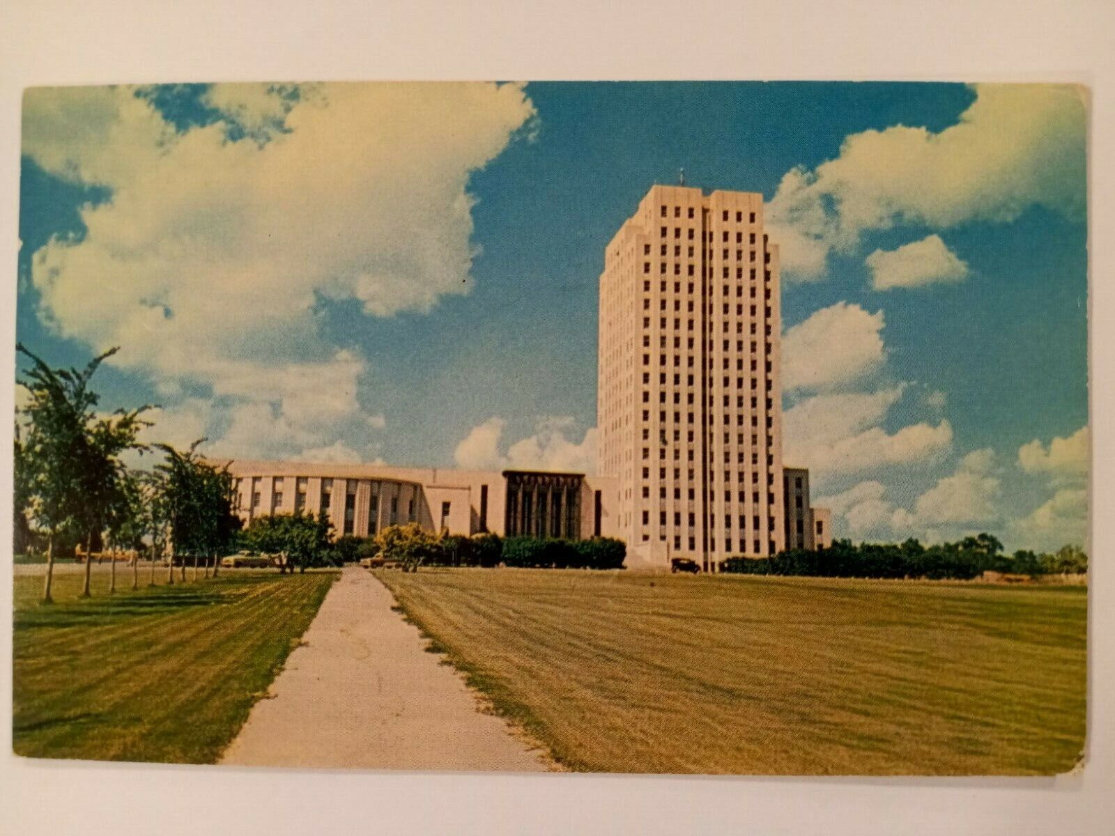 State Capitol, Bismarck, ND, vintage 1940s 1950s postcard postmarked 1957