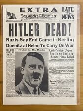 VINTAGE NEWSPAPER HEADLINE~WORLD WAR 2 GERMANY BERLIN NAZI HITLER DEAD WWII 1945 picture