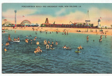 VTG Postcard Ponchartrain Beach & Park New Orleans Louisiana Hand Tinted #P2 picture