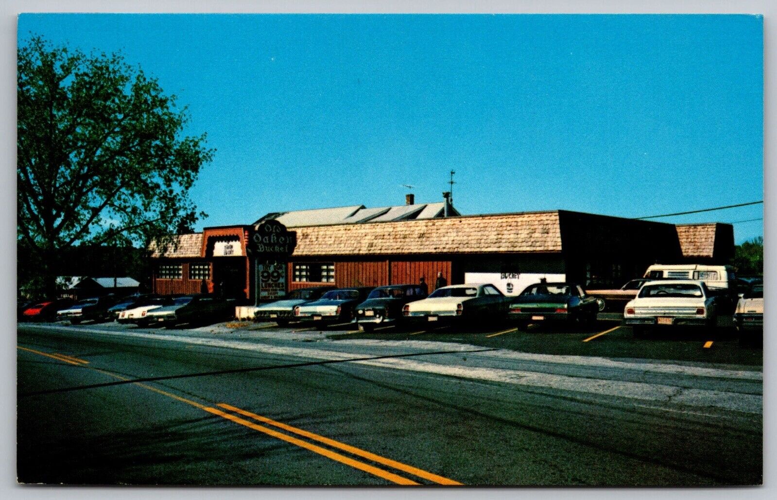 Old Oaken Bucket Restaurant Westford Massachusetts Street View Old Cars Postcard