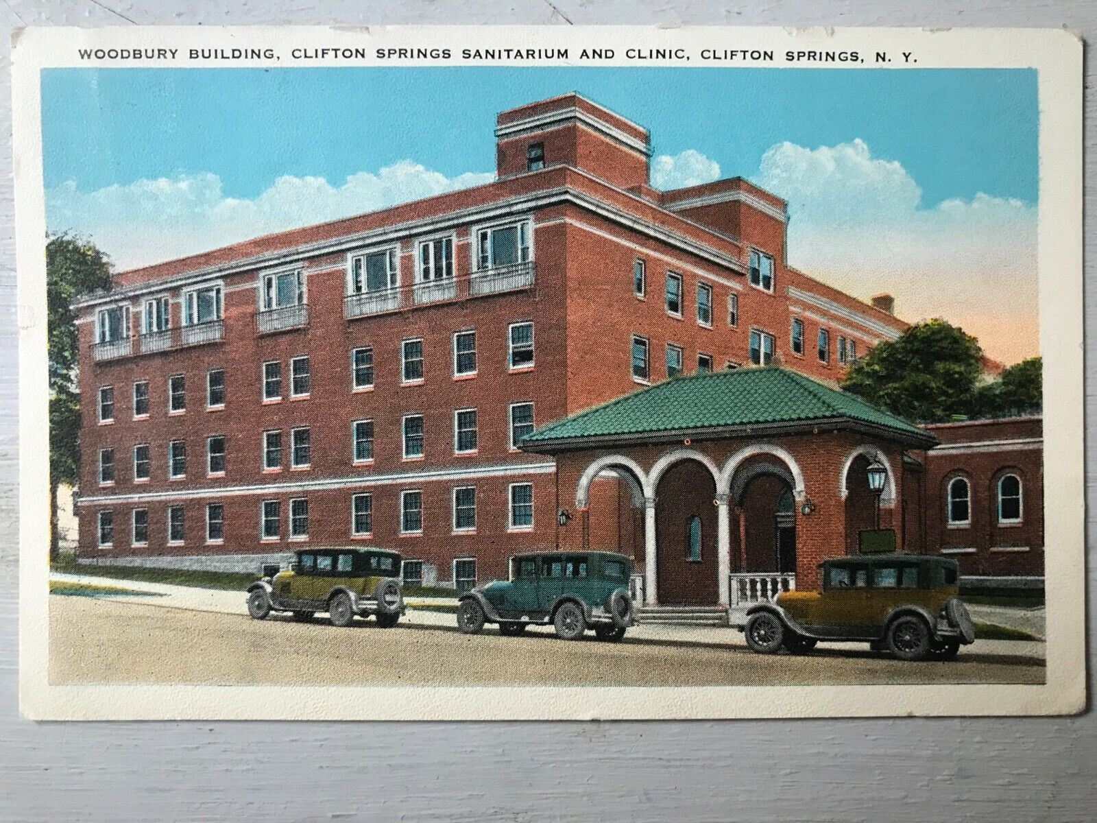 Vintage Postcard 1962 Woodbury Building Springs Sanitarium Clifton Springs NY