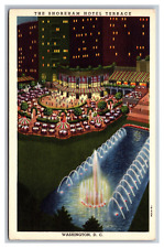 Washington D.C. The Shoreham Hotel Terrace Aerial Night View Linen Postcard picture