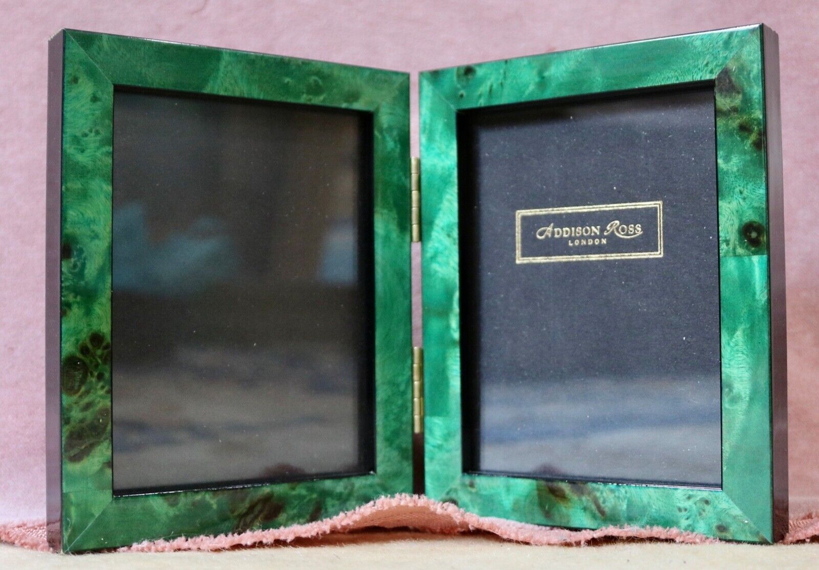 Vintage Addison Ross England faux Malachite Dual Picture Frame