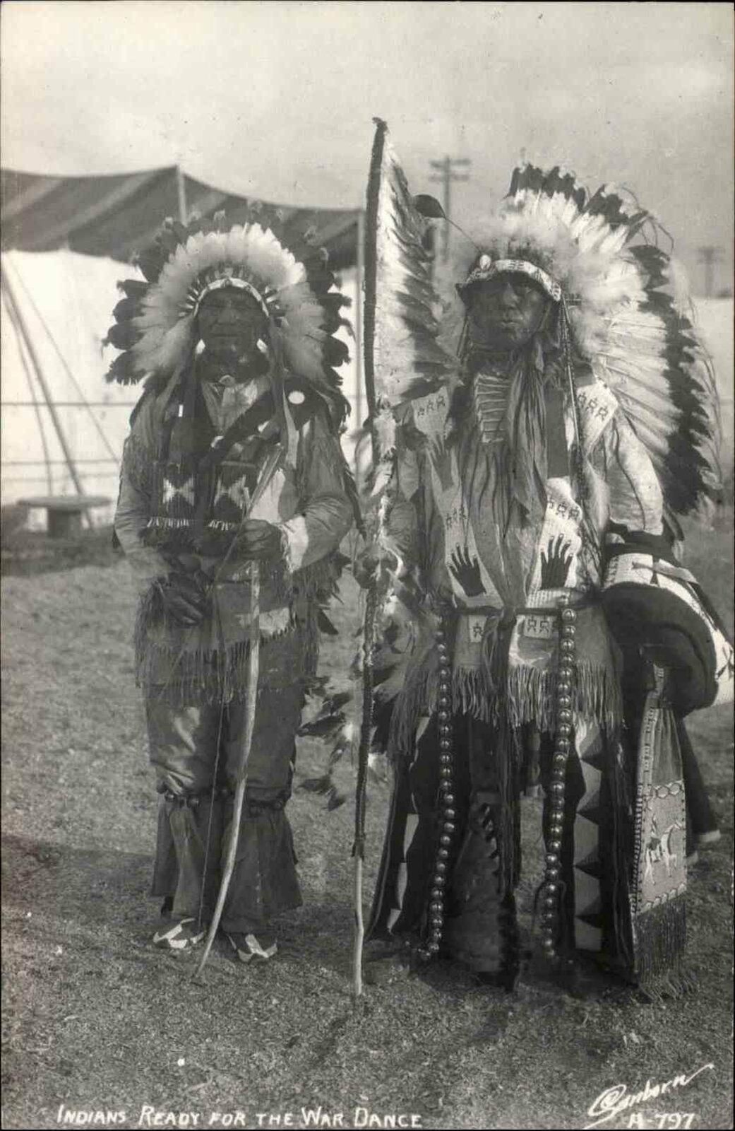 Native American Indians Ready For War Dance Sanborn Real Photo Postcard