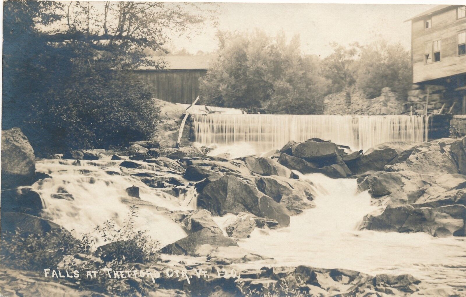 THETFORD CENTER VT – Falls at Thetford Center Real Photo Postcard rppc - 1921