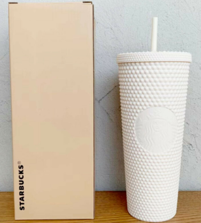 Starbucks China 2022 Tumbler White Matte Diamond Studded 24oz Straw Cold Cup