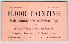 WESTON VT*FLOOR PAINTING KALSOMINING WHITEWASHING PAPER HANGING*LOVELAND*BARTON picture