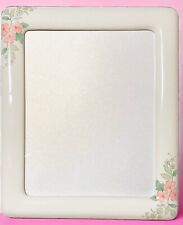 VTG Weston Gallery Ceramic Photo Picture Frame Table Top Pink Flowers On White picture