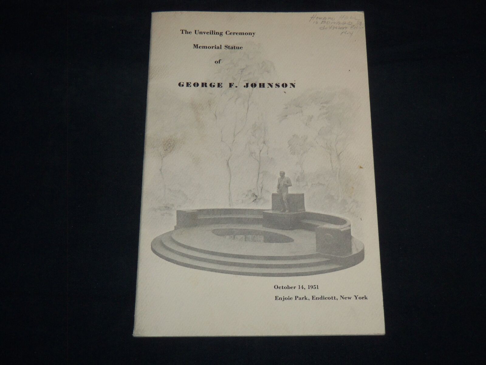 1951 GEORGE JOHNSON MEMORIAL STATUE UNVEILING CEREMONY PROGRAM - J 8628