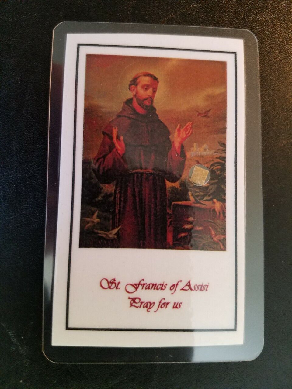 St. Saint Francis of Assisi Third Class Relic Prayer Card Patron of Animals 