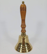 Manchester College School Brass Bell Wood Handle 9.5 inches picture