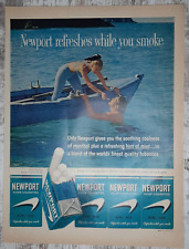 1961 Newport Vintage Print Ad Cigarettes Tobacco Boat Water Man Woman Sunshine picture