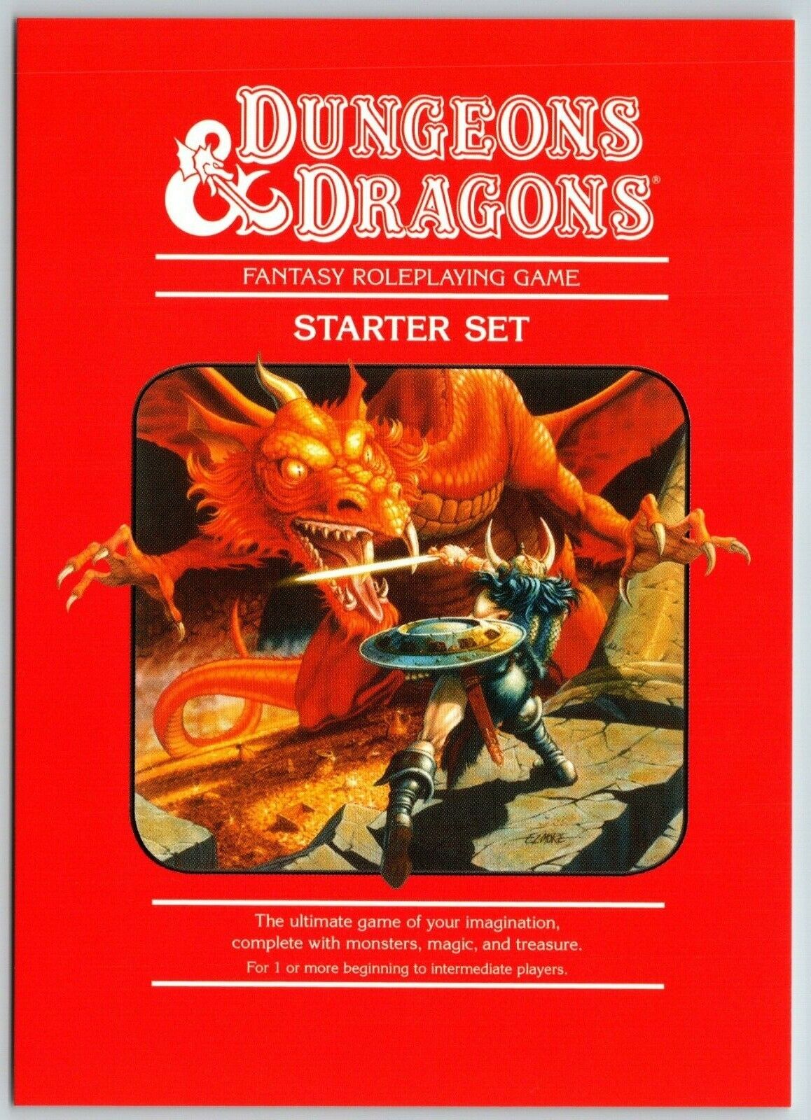 Dungeons & Dragons, Cover, Basic Rules Set 1 (Red Box) L Elmore, 1983 - Postcard