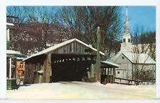 The Old Covered Bridge in Winter, Waitsfield, VT 1970s Postcard picture