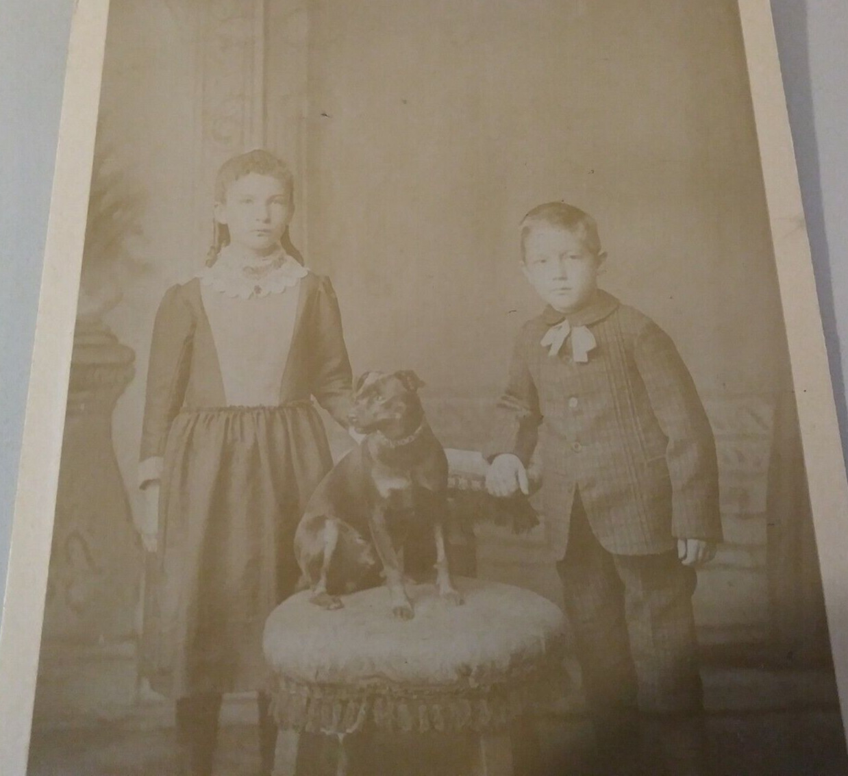 Children with Dog Winooski Vermont Cabinet Card Photo