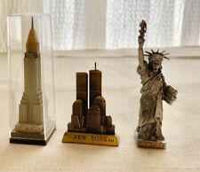 NEW YORK NY WTC WORLD TRADE CENTER SOUVENIR BUILDING TWIN TOWERS METAL PRE 9/11 picture