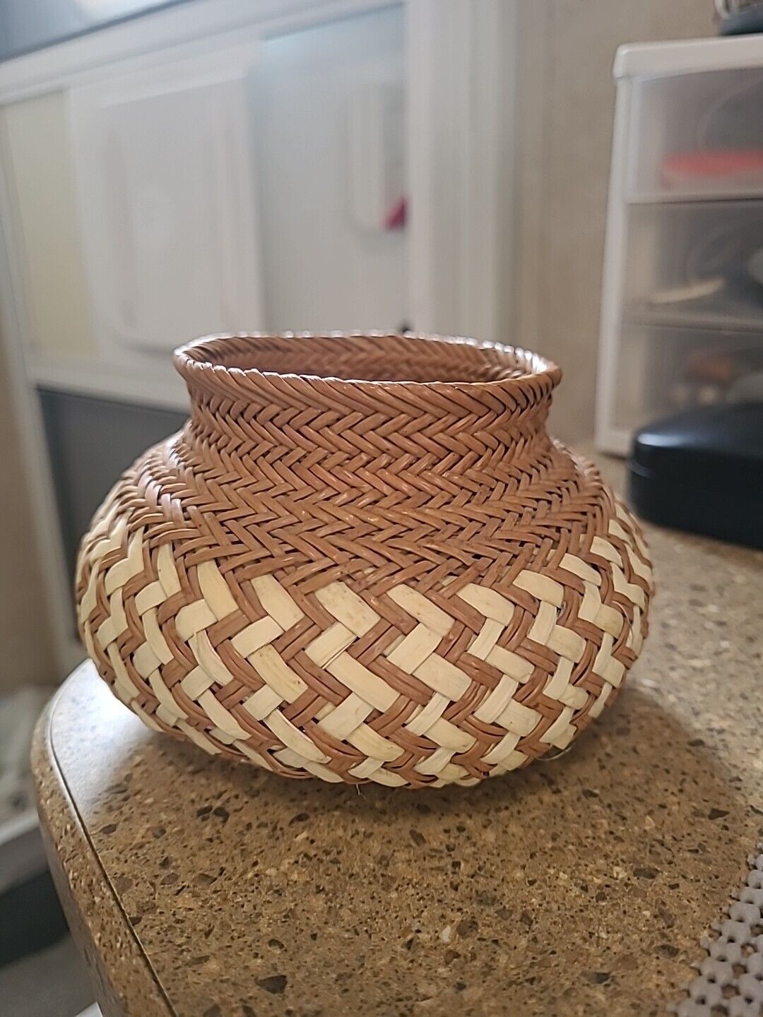 Tarahumara Made Pine Needle Basket Mexico