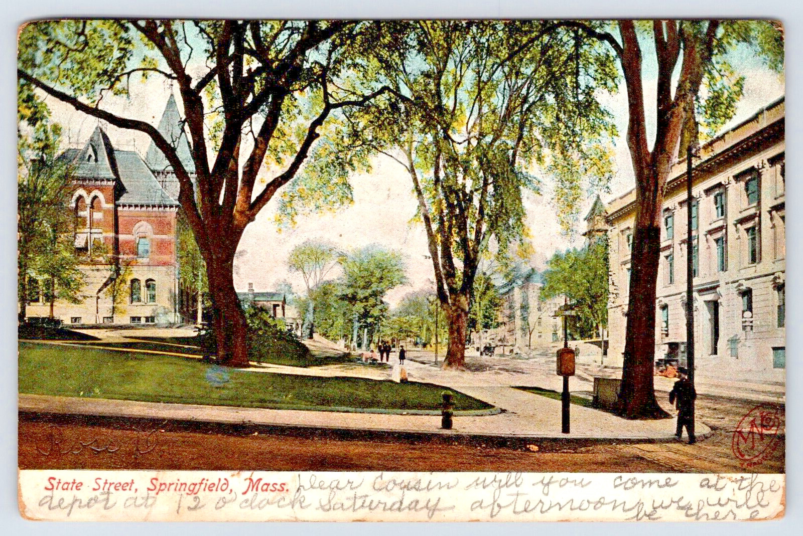 Postcard 1906 State Street Springfield Mass. Street Scene A7