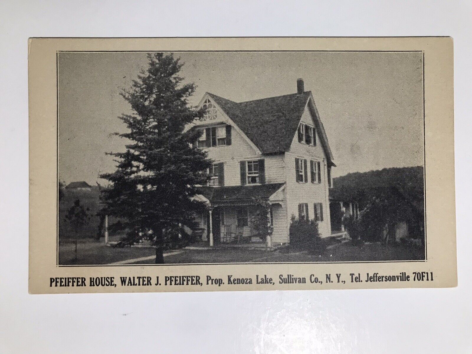 Vintage 1910 Pfeiffer House Jeffersonville New York Divided Back Postcard