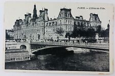 Vintage Paris France Arcole Bridge at Hotel de Ville  People Walking Water 3046 picture