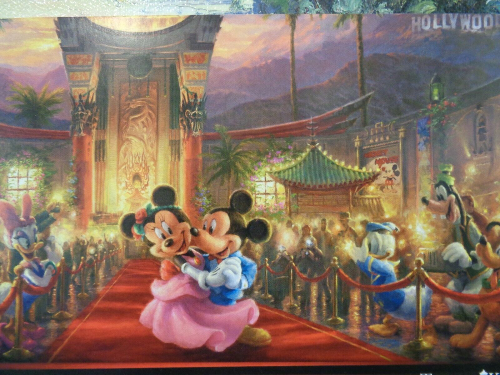 Thomas Kinkade  Postcard Studio Disney Mickey & Minnie Adventure Hollywood 