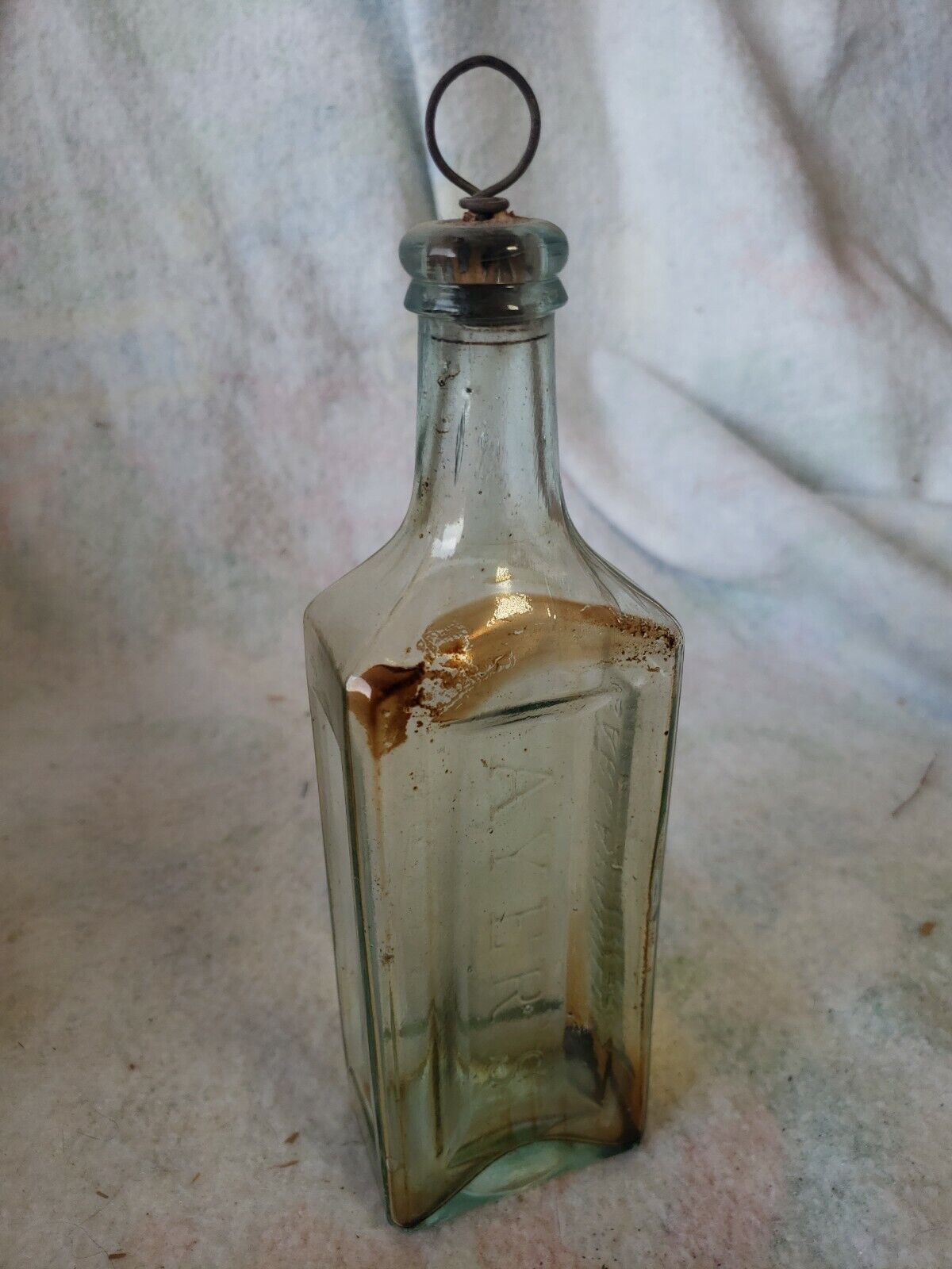 Antique Ayer\'s Compound Ext Sarsaparilla Lowell Mass USA Bottle with Cork