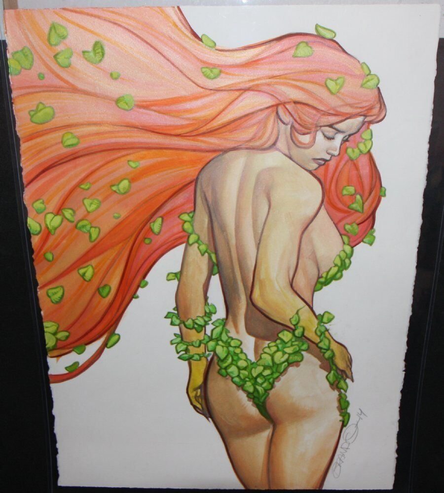 Poison Ivy from Behind Painting - LA - 2014 Signed art by Brandon Peterson