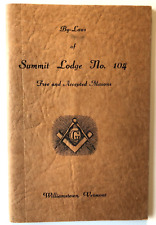 WILLIAMSTOWN VT Free and Accepted Masons Charter & By-Laws Summit Lodge No. 104 picture