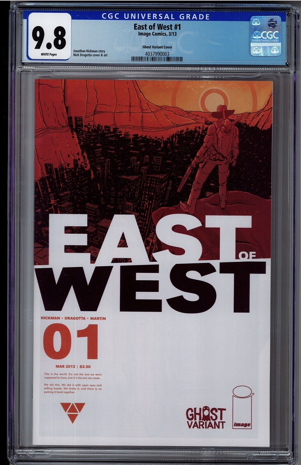 East of West #1 Ghost Variant CGC 9.8 NM/M WP Jonathan Hickman 2013