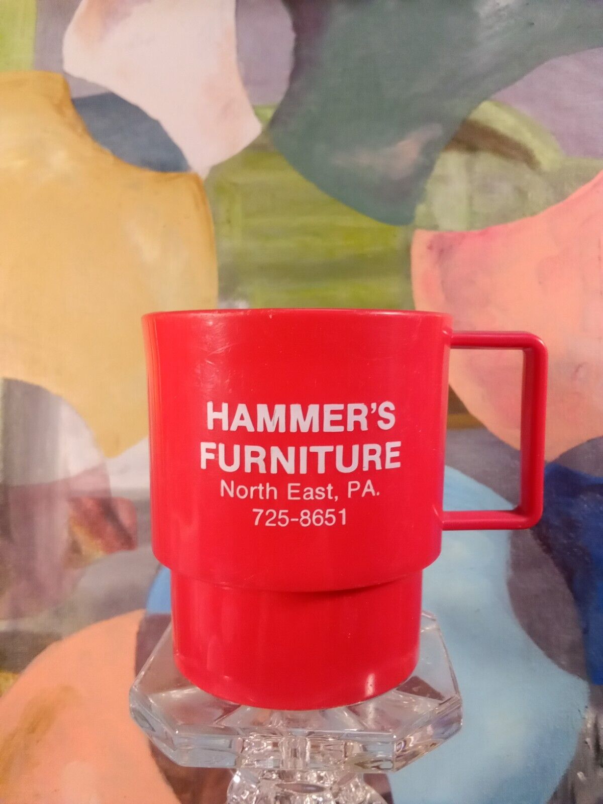 Hammer\'s Furniture North East, Pennsylvania NW PA Promotional Red Plastic Mug