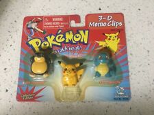 VINTAGE 1999 POKEMON 3-D MEMO CLIPS SNORLAX,PIKACHU,SQUIRTLE FACTORY SEALED picture