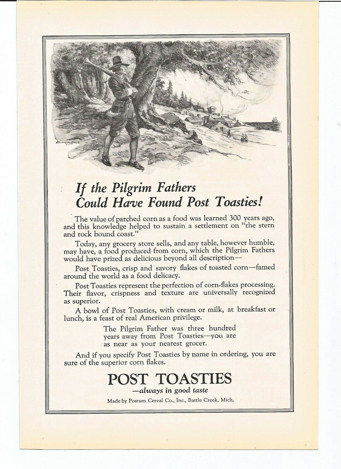 Vintage 1922 Post Toasties Original Magazine Print Ad
