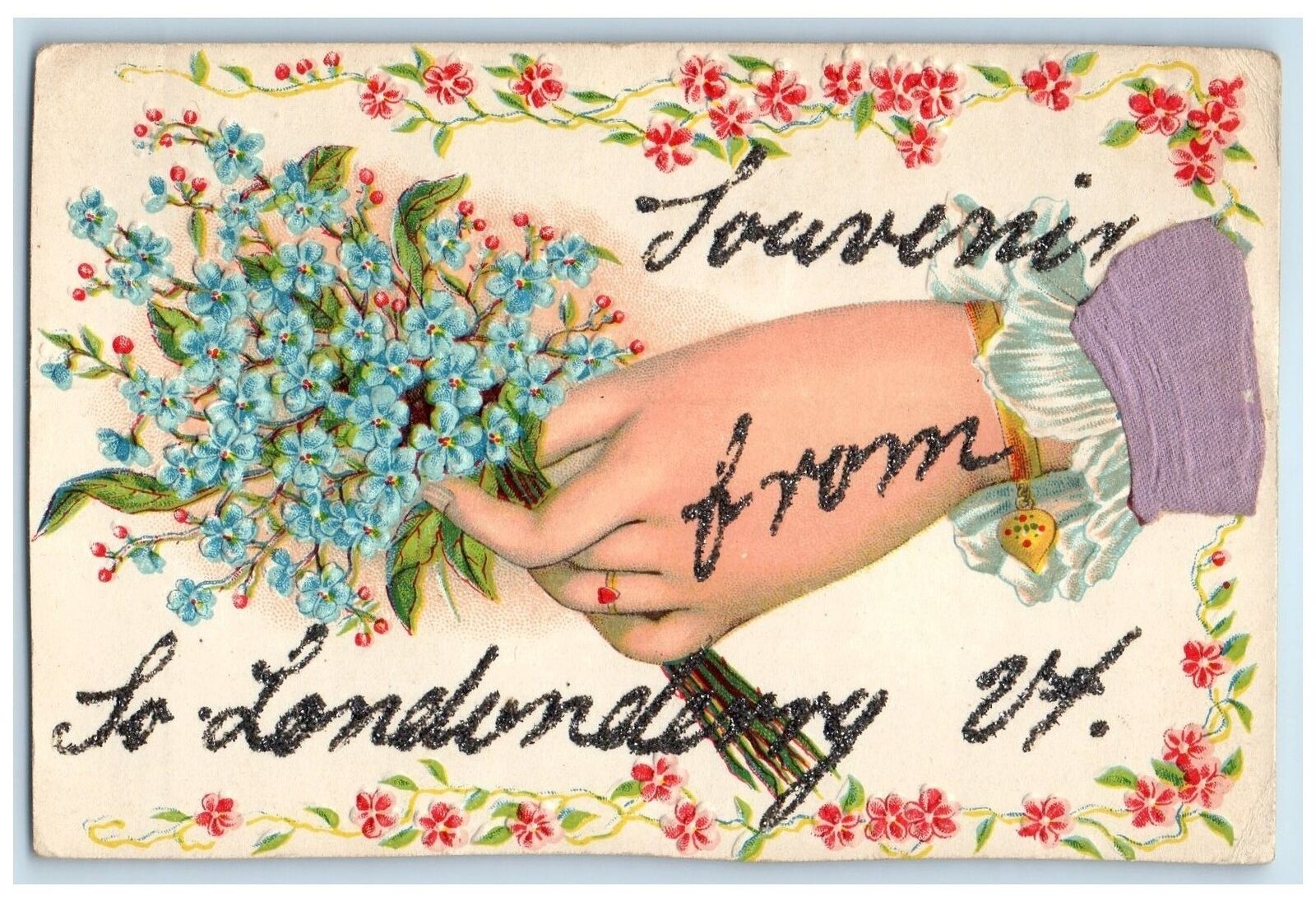 c1910's Souvenir From Londonderry Flower Bouquet Vermont Correspondence Postcard